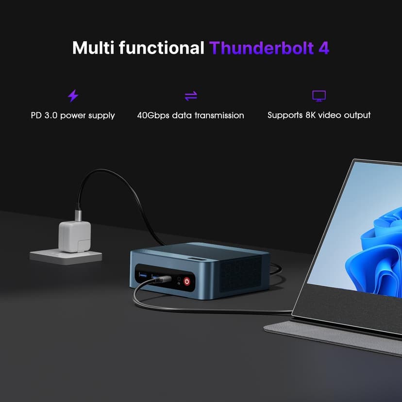 P2 Mini PC，Intel Core i7 12700H Mini Computers (14 Cores/20 Threads, up to 4.7GHz) 32GB RAM, 512GB NVMe SSD, Triple Display, Thunderbolt 4 & HDMI & DP1.2, Dual LAN, WiFi 6E, BT 5.2