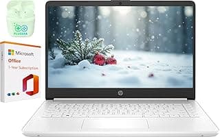 HP 14" Business Laptop Computer, 16GB RAM 320GB Storage (64GB eMMC+256GB Docking Station Set), Intel Quad-Core N4120, Windows 11 S Laptop with 1-Year Microsoft Office 365, PLUSERA Earphones, White