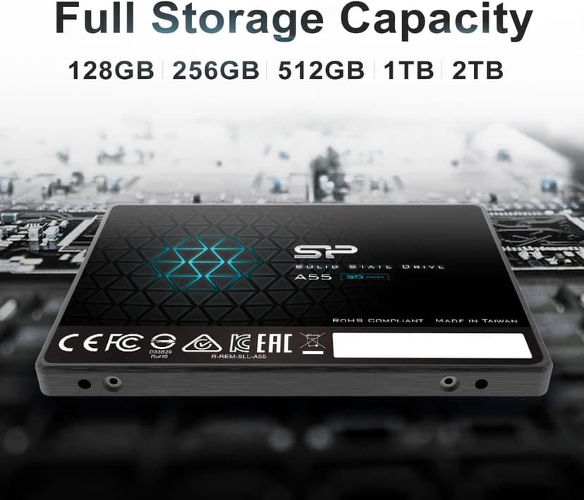 SP 1TB SSD 3D NAND A55 SLC Cache Performance Boost SATA III 2.5" 7mm (0.28") Internal Solid State Drive (SP001TBSS3A55S25)