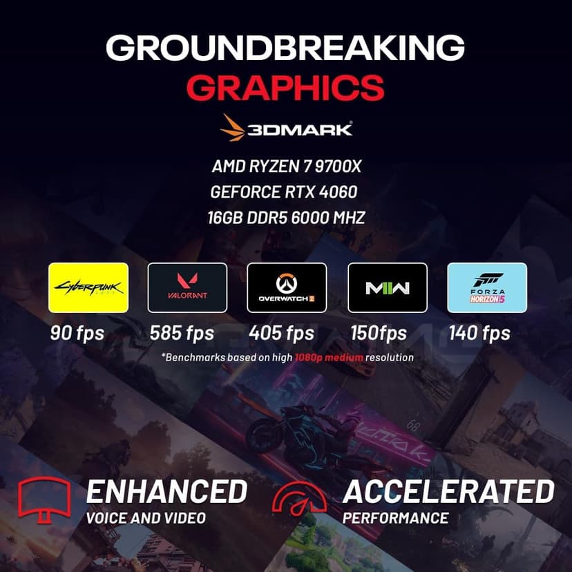Skytech Azure Gaming PC Desktop, Ryzen 7 9700X 3.8 GHz (5.5GHz Turbo Boost), NVIDIA RTX 4060 8GB GDDR6, 1TB SSD, 16GB DDR5 RAM 6000, 650W Gold PSU, 360mm ARGB AIO, Wi-Fi, Win 11 Home