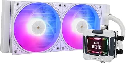 FW240 White ARGB V2 CPU Water Cooler with 2 PWM Fans with 2000RPM,IPS LCD Screen with 320 * 240 Resolution,Liquid CPU Cooler,CPU PC Aio Cooler for AMD:AM4/AM5/Intel LGA1700