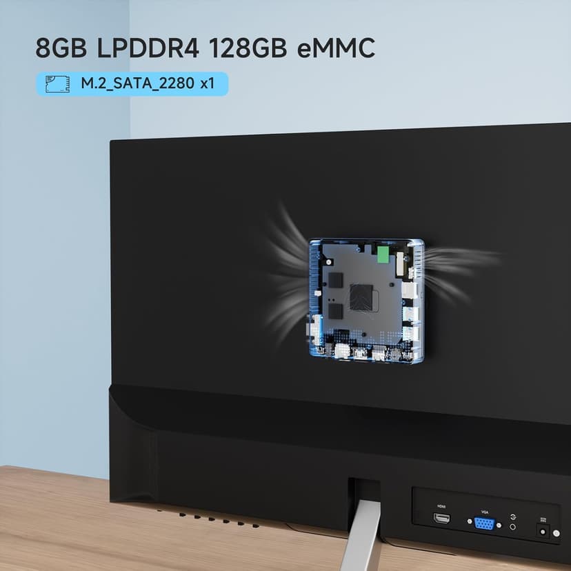 Bmax Mini PC B1 Pro 8GB LPDDR4 /128GB eMMC, Intel Gemini Lake N4000 (Up to 2.6 GHz), Support 512GB/2TB M.2 SSD Expansion, 2.4G/5G Dual WiFi BT4.2, 4K Dual Display Micro Computer