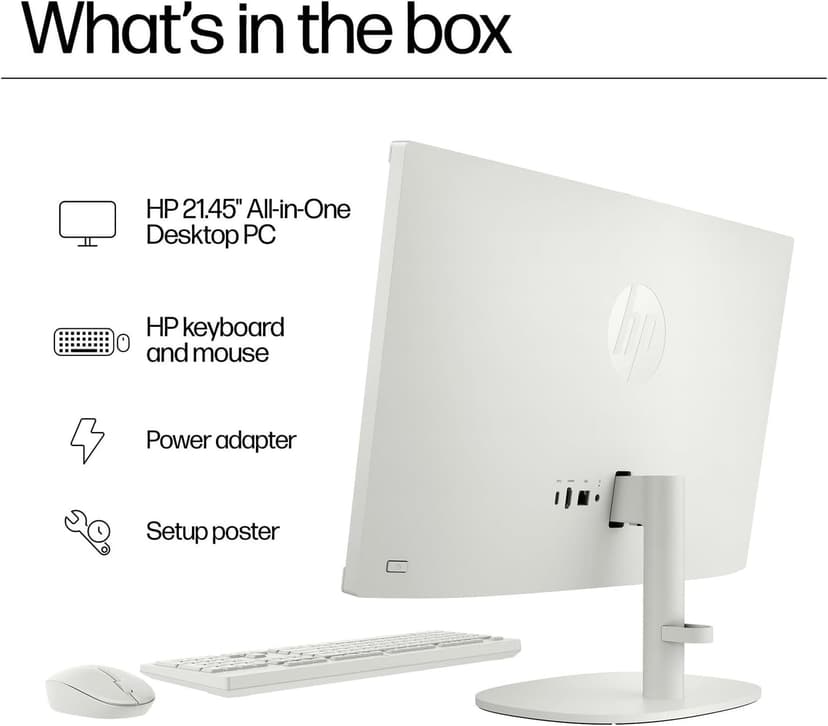 HP 22" All-in-One Desktop Computer for Home and School, Intel Quad-Core Processor (Beat i3-1110G4), FHD Display, 32GB DDR5 RAM, 640GB Storage, WiFi 6, Bluetooth, Business AIO, Windows 11 Pro(Renewed)
