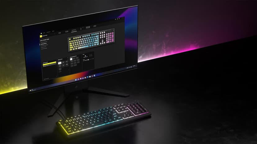 Corsair K55 CORE RGB Membrane Wired Gaming Keyboard – Quiet, Responsive Switches – Spill Resistance – Ten-Zone RGB – Media Keys – iCUE Compatible – QWERTY NA – PC, Mac – Black