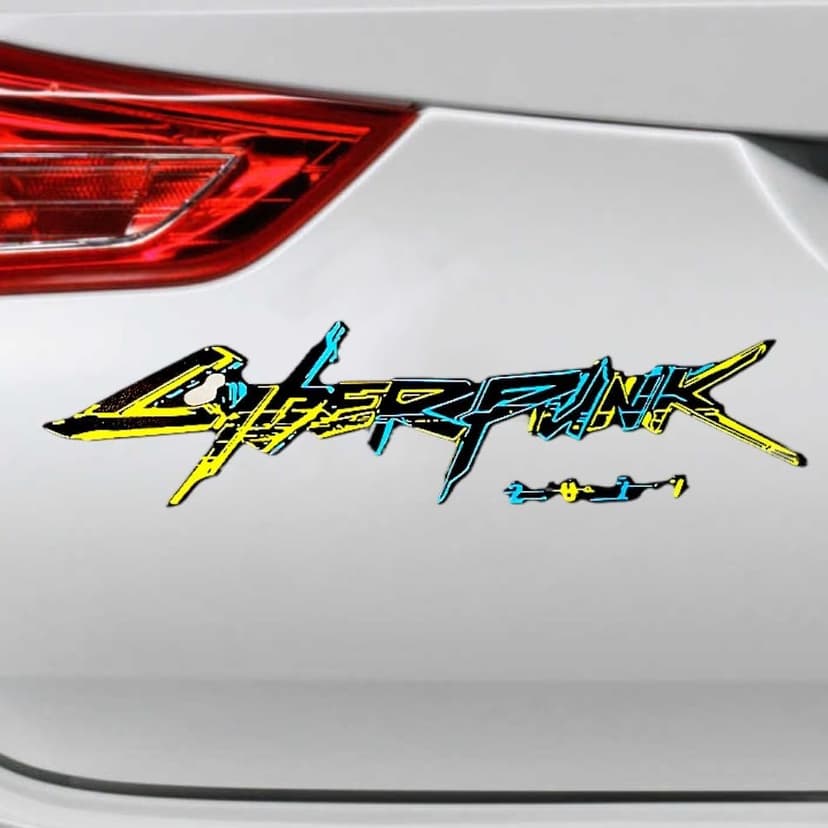 Vinyl Sticker Cyberpunk Decal Water Proof Reflective for Car, Laptop (Red+Blue)