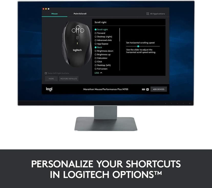 Logitech M705 Wireless Marathon Mouse for PC - Long 3 Year Battery Life, Ergonomic Shape with Hyper-Fast Scrolling and USB Unifying Receiver for Computer and Laptop - Black (Renewed)
