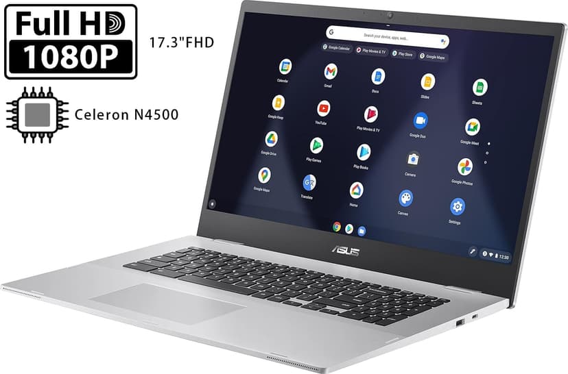 ASUS 17.3 Inch FHD Chromebook Laptop | Intel Celeron N4500, Dual-Core Processor | 4GB Ram, 64GB eMMC | Mineral Grey | WiFi 6 | 10 HR Battery | LED Backlight | Google Assistant | Intel UHD Graphics