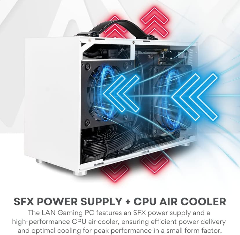 LAN Gaming Desktop (8.1L Small & Light, RTX 5070 12GB, AMD Ryzen 7 8700F, 32GB DDR5 RAM, 2TB NVMe SSD, Internal WiFi + Bluetooth, Windows 11 Pro) Best Mini ITX SFF Computer (White)