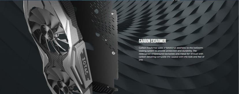 ZOTAC GeForce GTX 1080 AMP! Edition, ZT-P10800C-10P, 8GB GDDR5X Ice Storm Cooling, Metal Wraparound Carbon ExoArmor exterior, Ultra-wide 100mm Fans Gaming Graphics Card