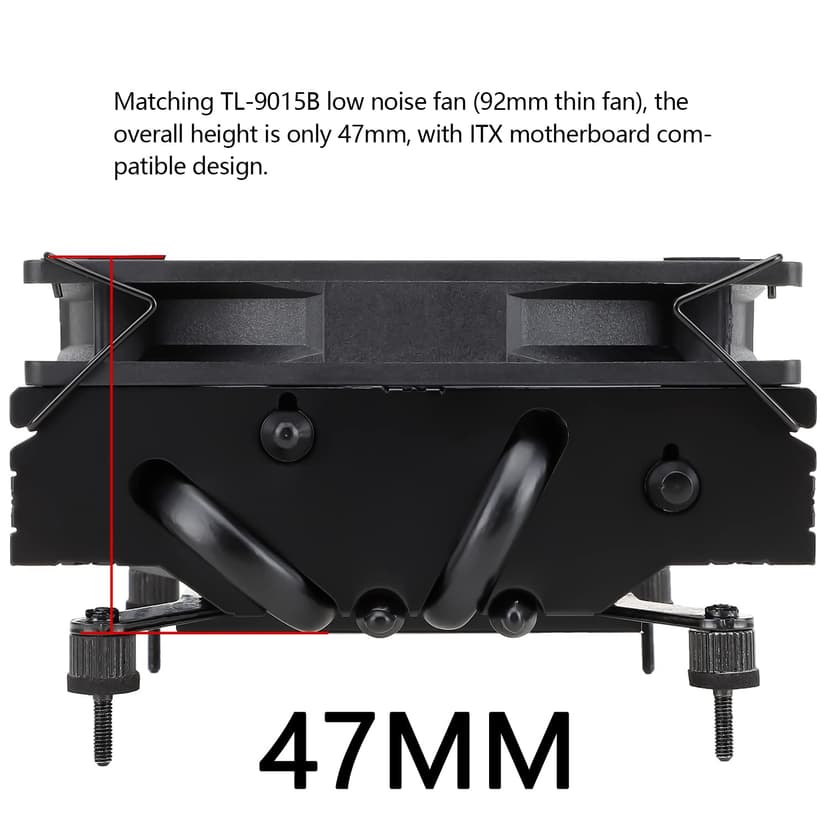Thermalright AXP90 X47 Black Low Profile CPU Cooler, with 92mm TL-9015B Slim PWM Fan, ITX CPU Cooler, AGHP Technology, 47mm Height,for AMD AM4 AM5/Intel 1150/1151/1155/1851/1200/1700(AXP90 X47 Black)