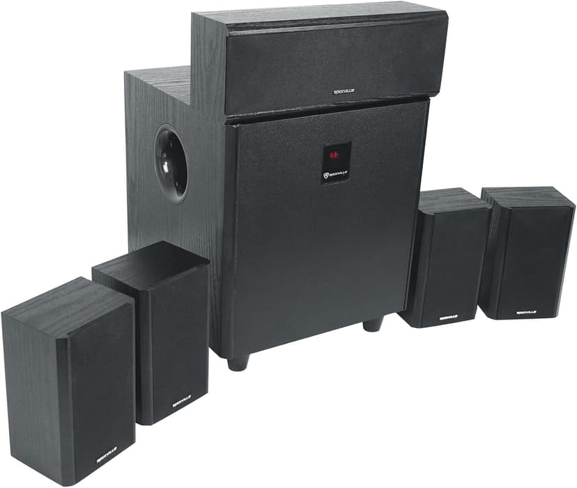 Rockville HTS820 1500W 5.1 Channel Home Theater System with 8" Subwoofer, Bluetooth, USB, Includes Remote and Speaker Mounts - Perfect for Movies, Music, Karaoke
