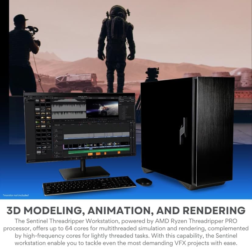 96-Core Threadripper PRO 7995WX Workstation with RTX 5090 32GB, 384GB RAM, 4TB SSD+3TB HDD, W11P (High Performance Computer for Gen AI, AR, ML, CAD, Deep Learning, 3D Modeling & Rendering) Desktop PC