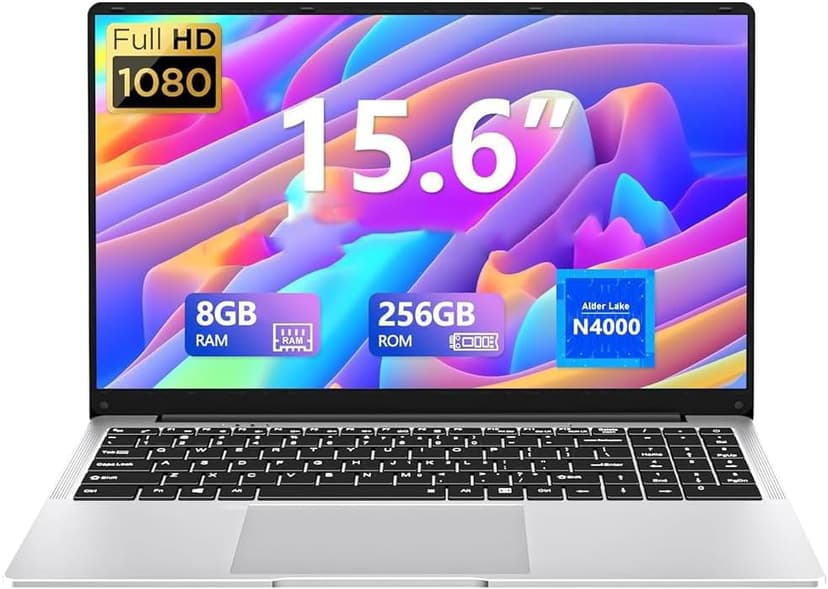 15.6 inch Laptop, 8gb RAM Gaming Laptop with 256GB SSD, Traditional Laptops N4000, Netbook Computers Full HD 1920X1080 Display WiFi5 Mini-HDMI 180 Angle Opening laptops for Student Business