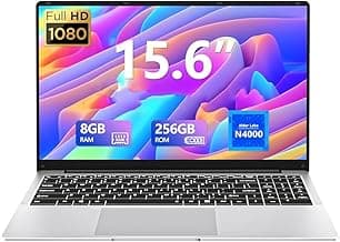 15.6 inch Laptop, 8gb RAM Gaming Laptop with 256GB SSD, Traditional Laptops N4000, Netbook Computers Full HD 1920X1080 Display WiFi5 Mini-HDMI 180 Angle Opening laptops for Student Business