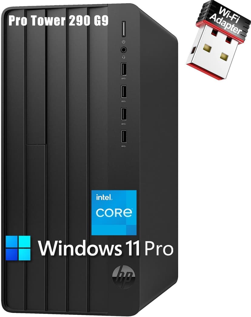 HP Tower Business Desktop Computer, 13th Gen Intel 4-Core Processor (Beat i5-12400), 32GB DDR4 RAM, 1TB PCIe SSD, WiFi Adapter, RJ-45, HDMI, VGA, KB & Mouse, Windows 11 Pro
