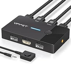 HDMI KVM Switch 1 Monitors 2 Computers 4K@60Hz USB KVM Switches 2 Ports for 2 PC Sharing Single Monitor and Keyboard Mouse with Wired Extend Controller Plug and Play