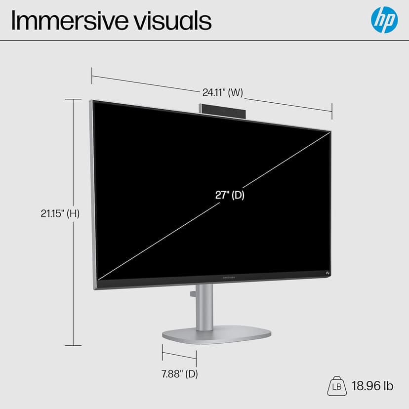 HP OmniStudio X 27 inch All-in-One Desktop AI PC, FHD Touchscreen, Intel Core Ultra 7 256V, 16 GB RAM, 2 TB SSD, Intel Arc Graphics 140V, Windows 11 Home, Copilot Plus, 27-cs1010