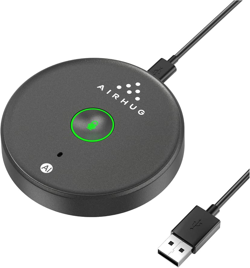 AIRHUG USB Microphone No Speaker,Desktop Computer Mic, Mute Button with LED Indicator,AI Noise Reduction,Plug & Play Omnidirectional Condenser PC Laptop Mics,for Online Calls/Class/Recording Video
