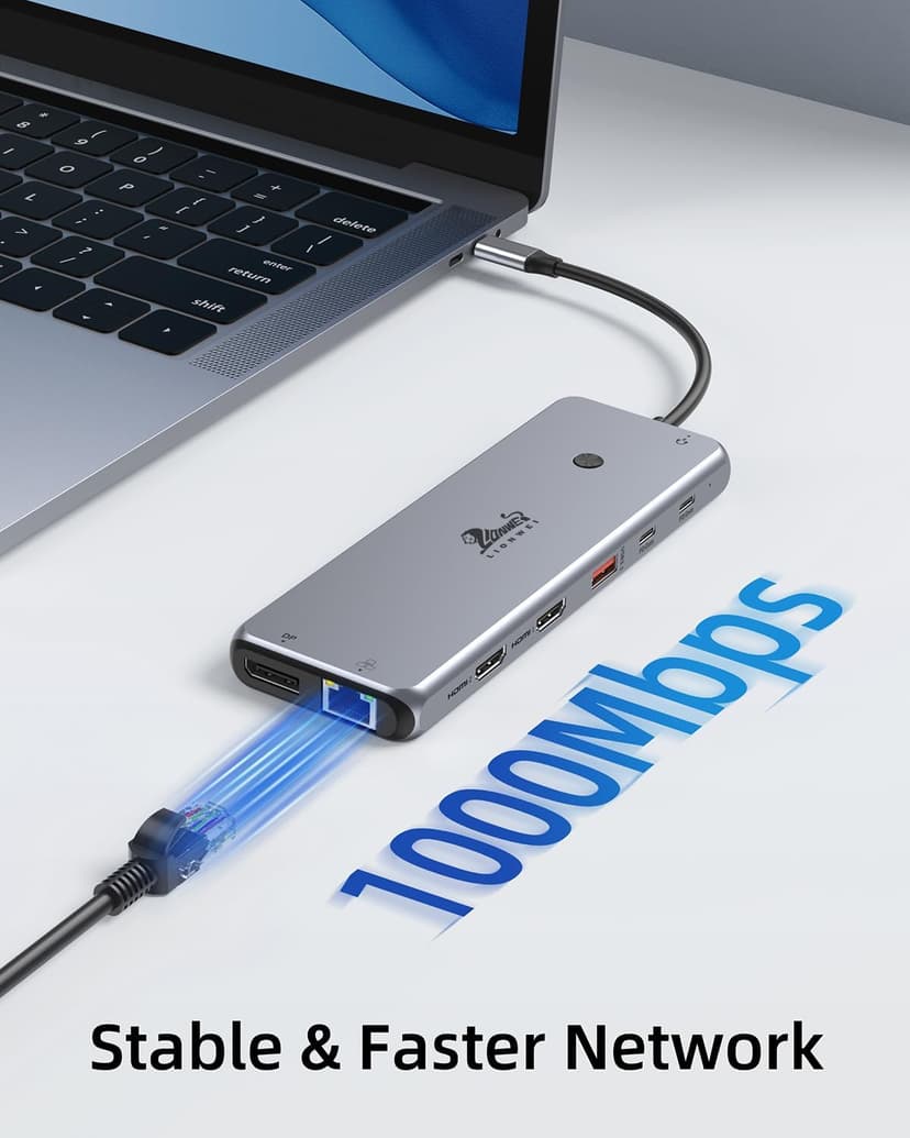USB C Hub USB C Docking Station Dual Monitor 13 in 1 Triple Display Multiport Adapter with 2 HDMI+DP+8 USB C/A Ports+Ethernet+Audio, USB C Dongle for MacBook/Dell/HP/Lenovo ThinkPad/Surface