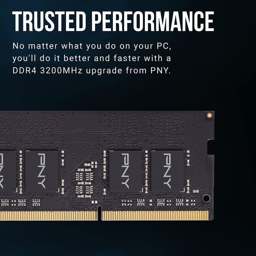 PNY Performance 16GB (2x8GB) DDR4 DRAM 3200MHz (PC4-25600) CL22 (Compatible with 2933MHz, 2666MHz, 2400MHz or 2133MHz) 1.2V Notebook/Laptop (SODIMM) Computer Memory Kit – MN16GK2D43200-TB