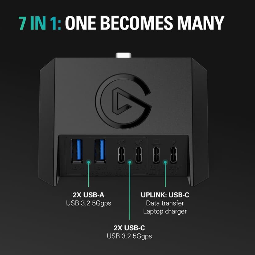 Elgato USB Hub – For Stream Deck +, 2 USB-C Ports/2 USB-A Ports, Power Delivery, SD/microSD Card Reader – USB-C, Mac/PC, Stream Deck & Power Supply Not Included