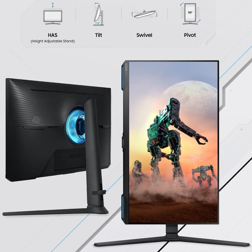 SAMSUNG 28" Odyssey G70B 4K UHD IPS 144Hz 1ms G-Sync Wireless Gaming Monitor - 3840 x 2160, 16:9, 1000:1, HDR 10+, WiFi, Bluetooth 5.2, DisplayPort, HDMI, USB 3.0, Ethernet, Swivel, tilt, Pivot Adjust