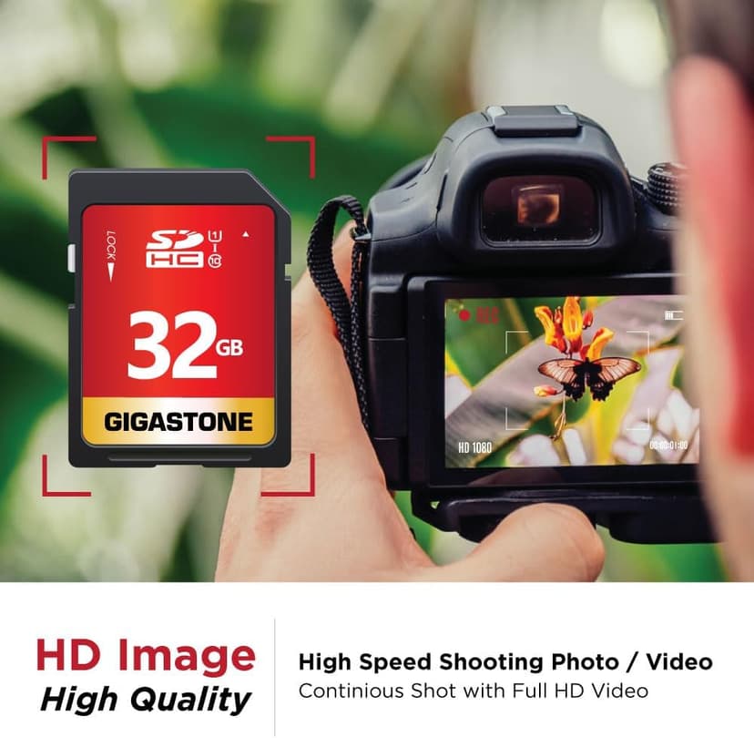 GIGASTONE 32GB 5-Pack SD Card UHS-I U1 Class 10 SDHC Memory Card High-Speed Full HD Video Compatible with Canon Nikon Sony Digital Camera, SPYPOINT TACTACAM WOSPORTS Trail Camera, with 5 Mini Cases