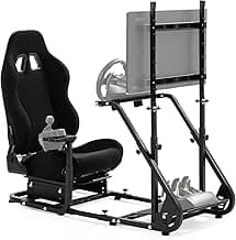 Dardoo g923 Racing Simulator Cockpit with Monitor Mount and Black Seat Adjustable Fits For Logitech g29 g920, Thrustmaster t300 Simulated Cockpit Without Shifter, Wheel, Pedals and Display