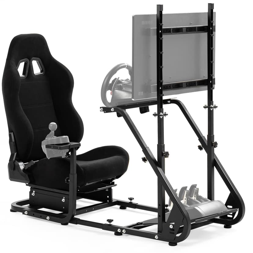 Dardoo g923 Racing Simulator Cockpit with Monitor Mount and Black Seat Adjustable Fits For Logitech g29 g920, Thrustmaster t300 Simulated Cockpit Without Shifter, Wheel, Pedals and Display