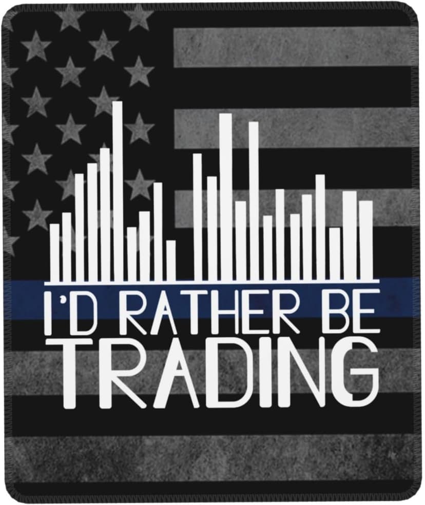 I'd Rather Be Trading Traders Forex Stocks Day Mouse Pad Durable Green and Environmentally Friendly Locked Edge for Men Women