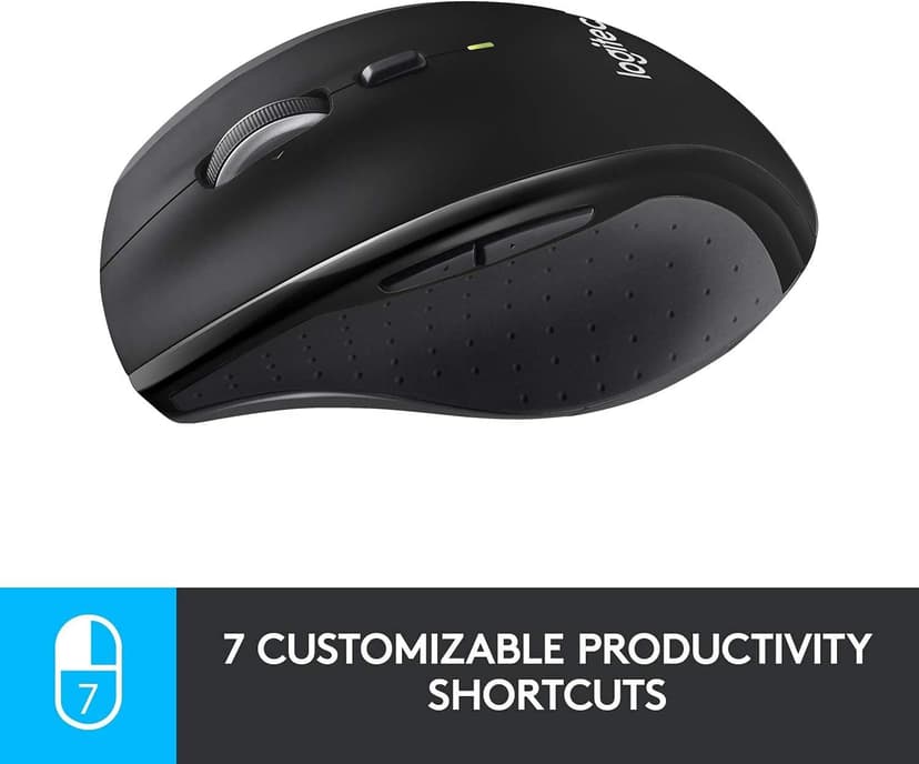 Logitech M705 Wireless Marathon Mouse for PC - Long 3 Year Battery Life, Ergonomic Shape with Hyper-Fast Scrolling and USB Unifying Receiver for Computer and Laptop - Black (Renewed)