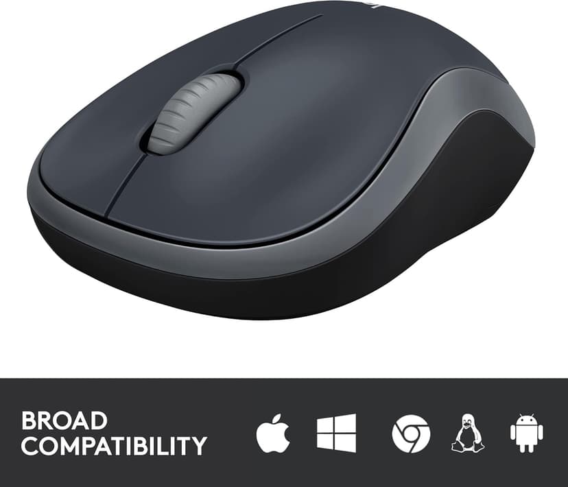Logitech M185 Wireless Mouse, 2.4GHz with USB Mini Receiver, 12-Month Battery Life, 1000 DPI Optical Tracking, Ambidextrous PC/Mac/Laptop - Swift Grey