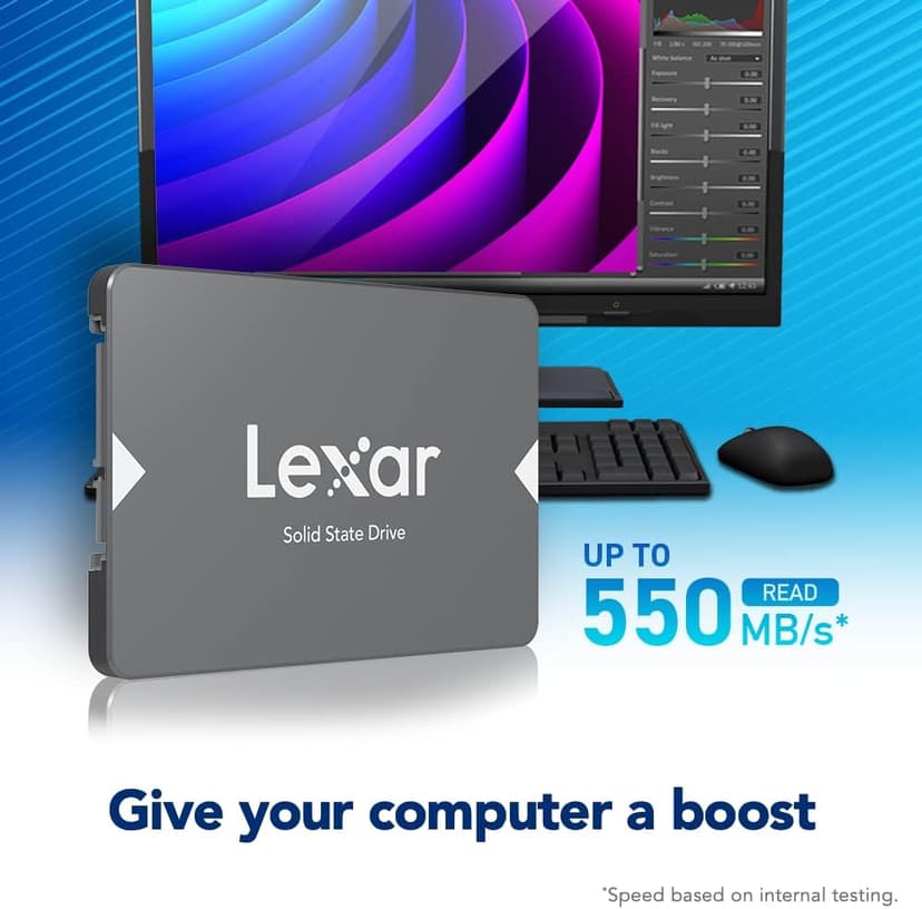 Lexar 128GB NS100 SSD 2.5 Inch SATA III Internal Solid State Drive, Up To 520MB/s Read, Gray (LNS100-128RBNA)