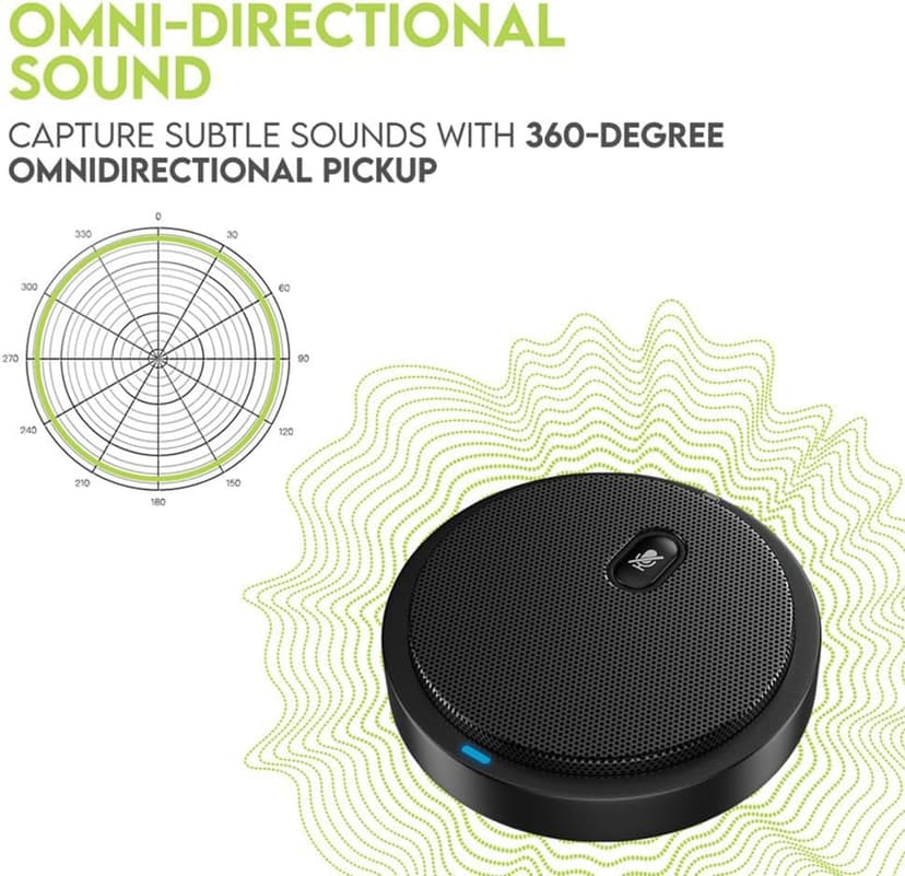 Conference USB Microphone, Computer Desk Mic with Mute Button and LED Indicator, Plug & Play Omnidirectional PC Laptop Mics for Online Meeting,Class,Skype,Recording,Zoom(No Speakers Included)