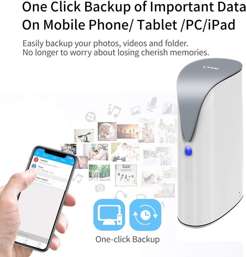 SSK 4TB Personal Cloud Network Attached Storage Support Wireless Remote Access, Home Office NAS Storage with 4T Hard Drive Included for Phone, Tablet, Laptop Auto-Backup, Wired Ethernet Only,No WiFi