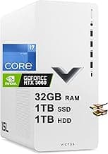 HP Victus 15L Gaming Desktop Computer 12th Gen Intel 12-Core i7-12700 Processor 32GB RAM 1TB SSD + 1TB HDD Nvidia Geforce RTX 3060 12GB GDDR6 Graphic USB-C DiplayPort Win11 + HDMI Cable
