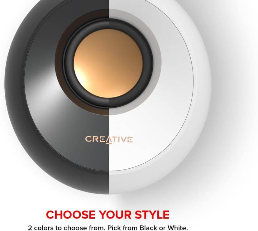 Creative Pebble 2.0 USB-Powered Desktop Speakers with Far-Field Drivers and Passive Radiators for PCs and Laptops (White)
