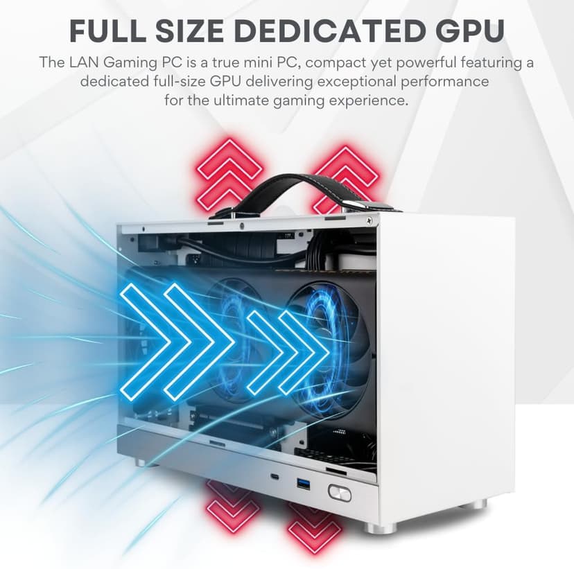 LAN Gaming Desktop (8.1L Small & Light, RTX 5070 12GB, AMD Ryzen 7 8700F, 32GB DDR5 RAM, 2TB NVMe SSD, Internal WiFi + Bluetooth, Windows 11 Pro) Best Mini ITX SFF Computer (White)