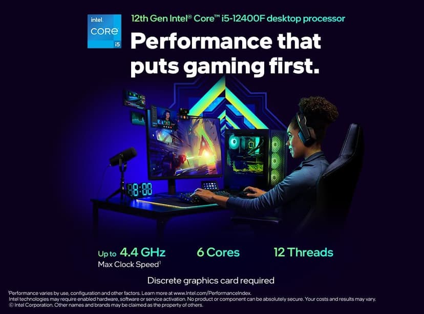 Intel Core i5-12400F Alder Lake CPU LGA 1700 2.5 GHz 6-Core 65W 18MB Cache Desktop Processor