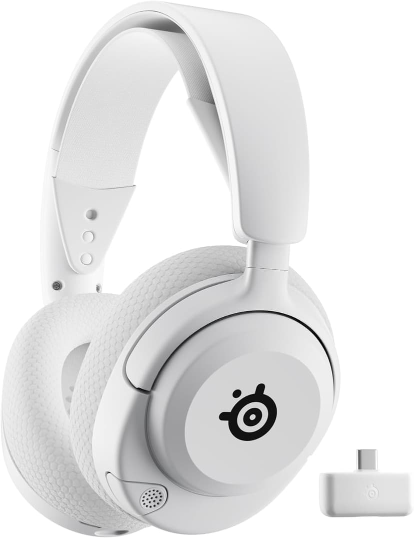 SteelSeries Arctis Nova 5P Wireless Multi-System Gaming Headset — White — Neodymium Magnetic Drivers — 100+ Audio Presets — 60 HR Battery — 2.4GHz or BT — Gen2.X Mic — PS5, PS4, PC, Switch, Mobile