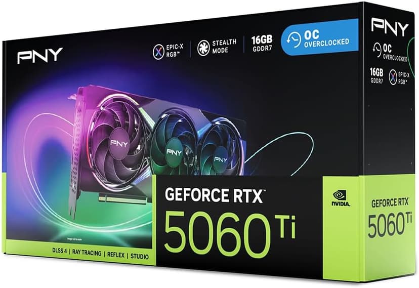 PNY GeForce RTX™ 5060 Ti 16GB Epic-X RGB™ Overclocked Triple Fan GPU DLSS 4
