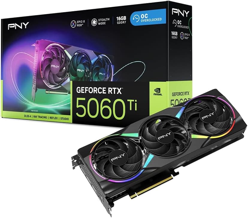 PNY GeForce RTX™ 5060 Ti 16GB Epic-X RGB™ Overclocked Triple Fan GPU DLSS 4