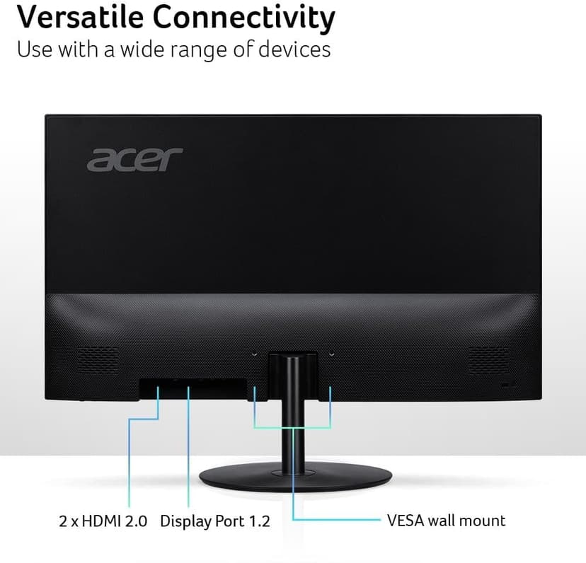 Acer SB272U Ebiip 27" WQHD 2560x1440 IPS Zero-Frame Gaming Office Monitor | AMD FreeSync Technology | Ultrathin Stylish Design | 100Hz | 1ms VRB | Low Blue Light | Display Port & 2 x HDMI 2.0 Ports
