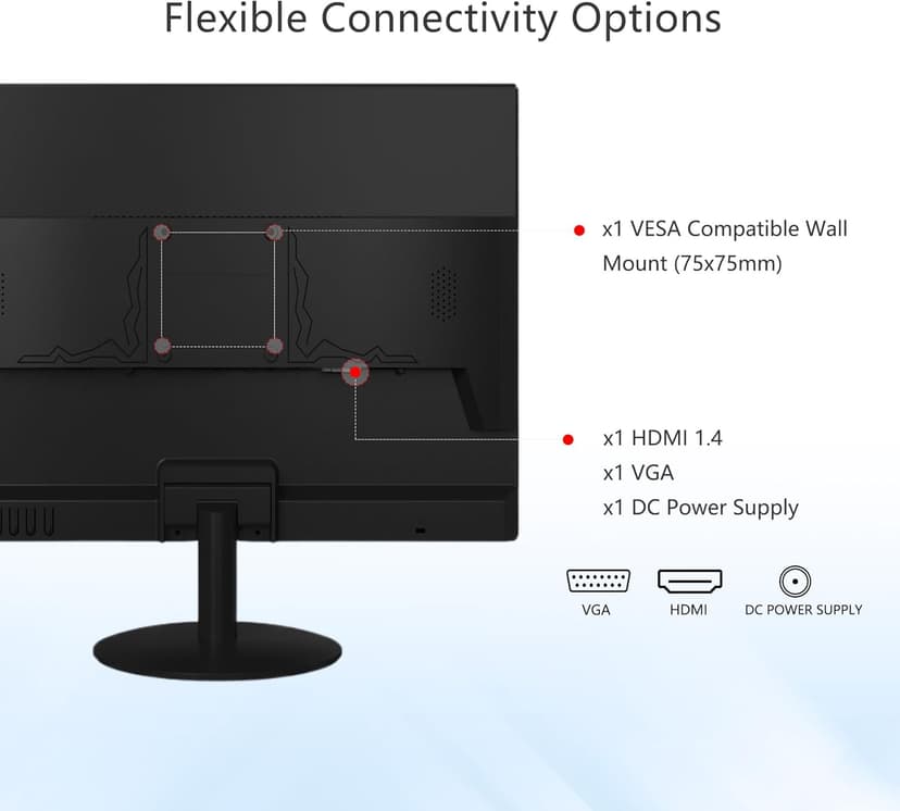 17" Monitor Square Monitor 1280 X 1024 with 45% sRGB Color Correction and 5:4 Aspect Ratio, 75 Hz, VESA Mountable, VGA, HDMI, TN Panel