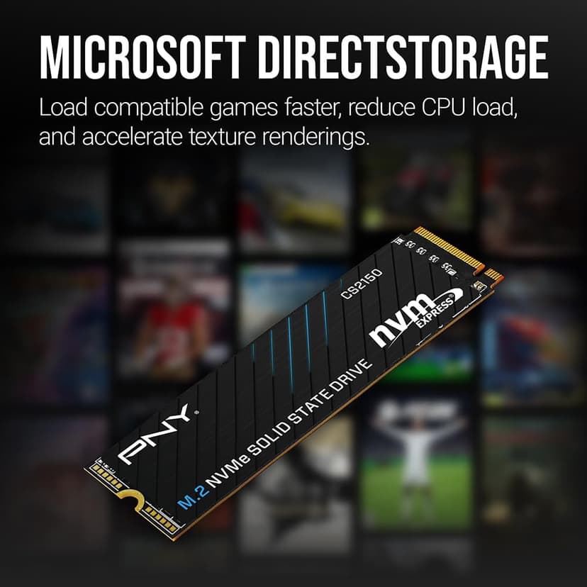 PNY CS2150 1TB Gen5 PCIe NVMe M.2 2280 3D NAND SSD – Up to 10,200/8,300 MBs - PC/Laptop Upgrade, Gaming, Photography, Video Editing, Direct Storage Enabled-Internal Solid-State Drive M280CS2150-1TB-TB