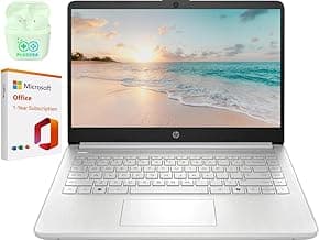 HP 14" LED Business Laptop Computer, 16GB RAM 640GB Storage (128GB UFS + 512GB SD Card), Intel Quad-Core N150 Processor, Windows 11 S & 1-Year Microsoft Office 365 Included, PLUSERA Earphones, Silver