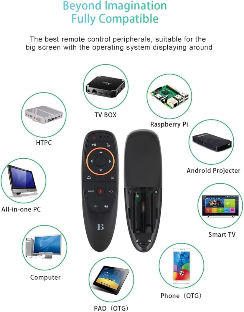 BL Air Mouse Remote Control, Voice Remote 2.4G RF Wireless Remote Control with 6-Axis Gyroscope IR Learning, USB Air Mouse Remote for PC Smart TV Android TV Box HTPC Laptop Projector Android Windows