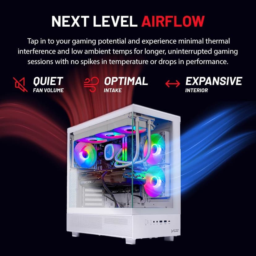 Skytech Azure Gaming PC Desktop, Ryzen 7 9700X 3.8 GHz (5.5GHz Turbo Boost), NVIDIA RTX 4060 8GB GDDR6, 1TB SSD, 16GB DDR5 RAM 6000, 650W Gold PSU, 360mm ARGB AIO, Wi-Fi, Win 11 Home