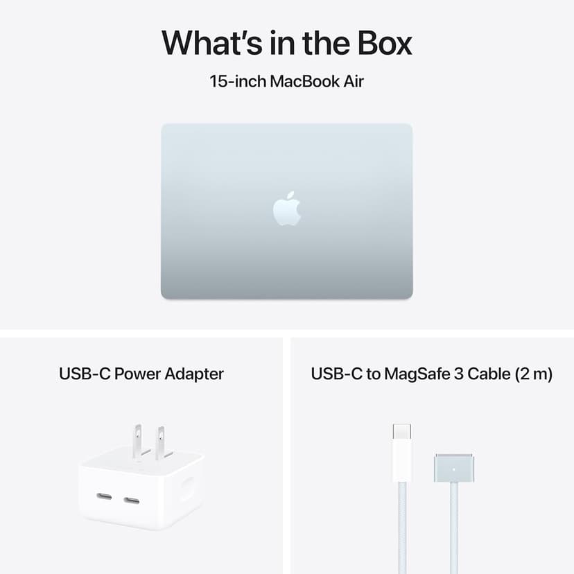 Apple 2025 MacBook Air 15-inch Laptop with M4 chip: Built for Apple Intelligence, 15.3-inch Liquid Retina Display, 16GB Unified Memory, 256GB SSD Storage, 12MP Center Stage Camera, Touch ID; Sky Blue