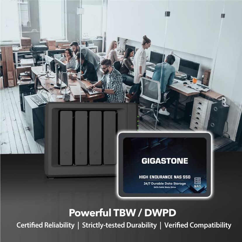 Gigastone 2TB NAS SSD Drive (4-Pack) 24/7 Durable TLC High Endurance RAID Data Storage Network Attached Storage 2.5" SATA Internal Solid State Hard Drives